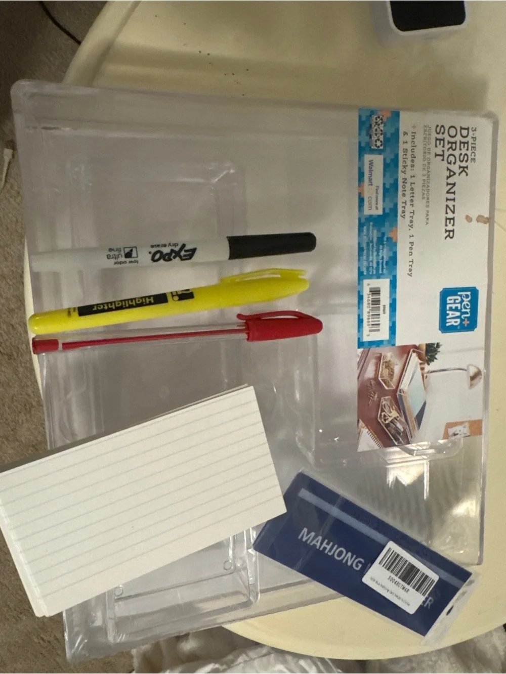 Clear Desk Organizer Set with Divided Trays - Clear
